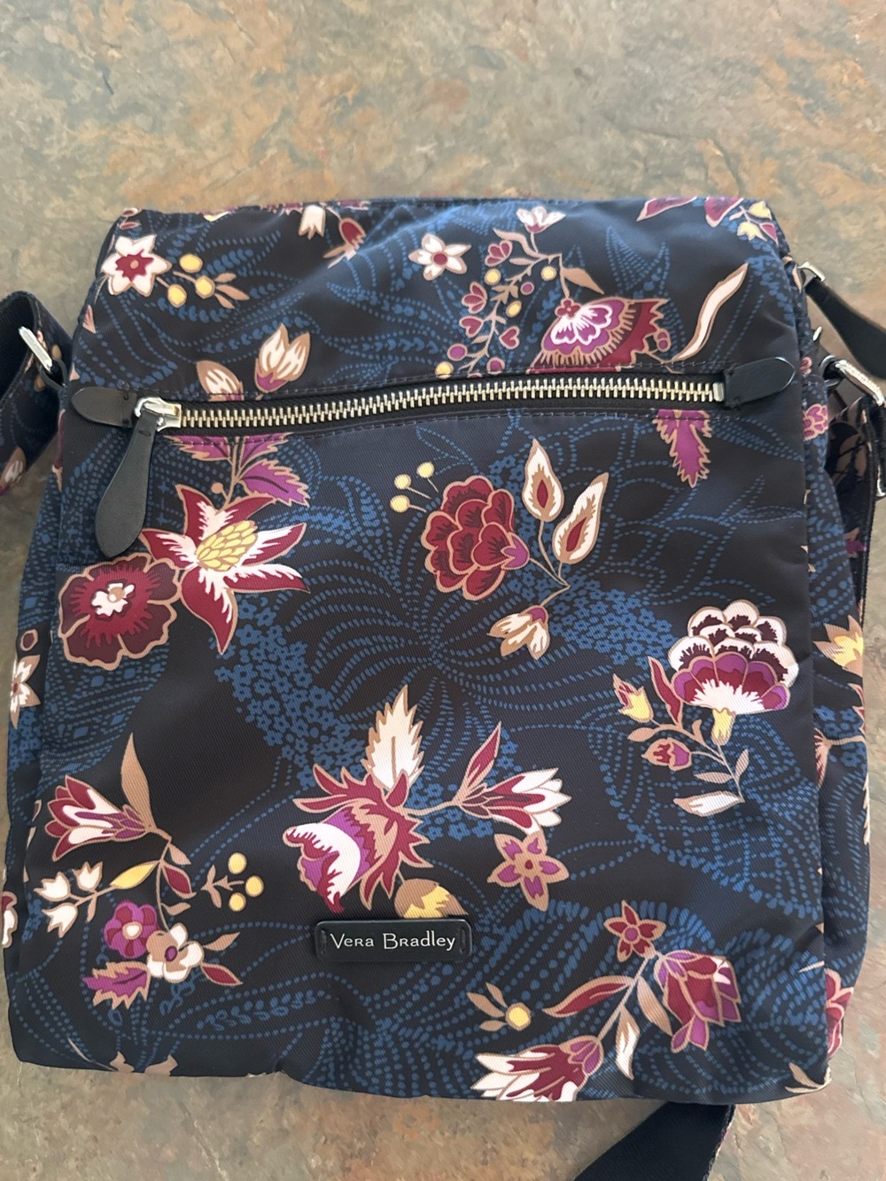 Vera Bradley Garden Dream Midtown Hipster Crossbody Floral Blue Purple